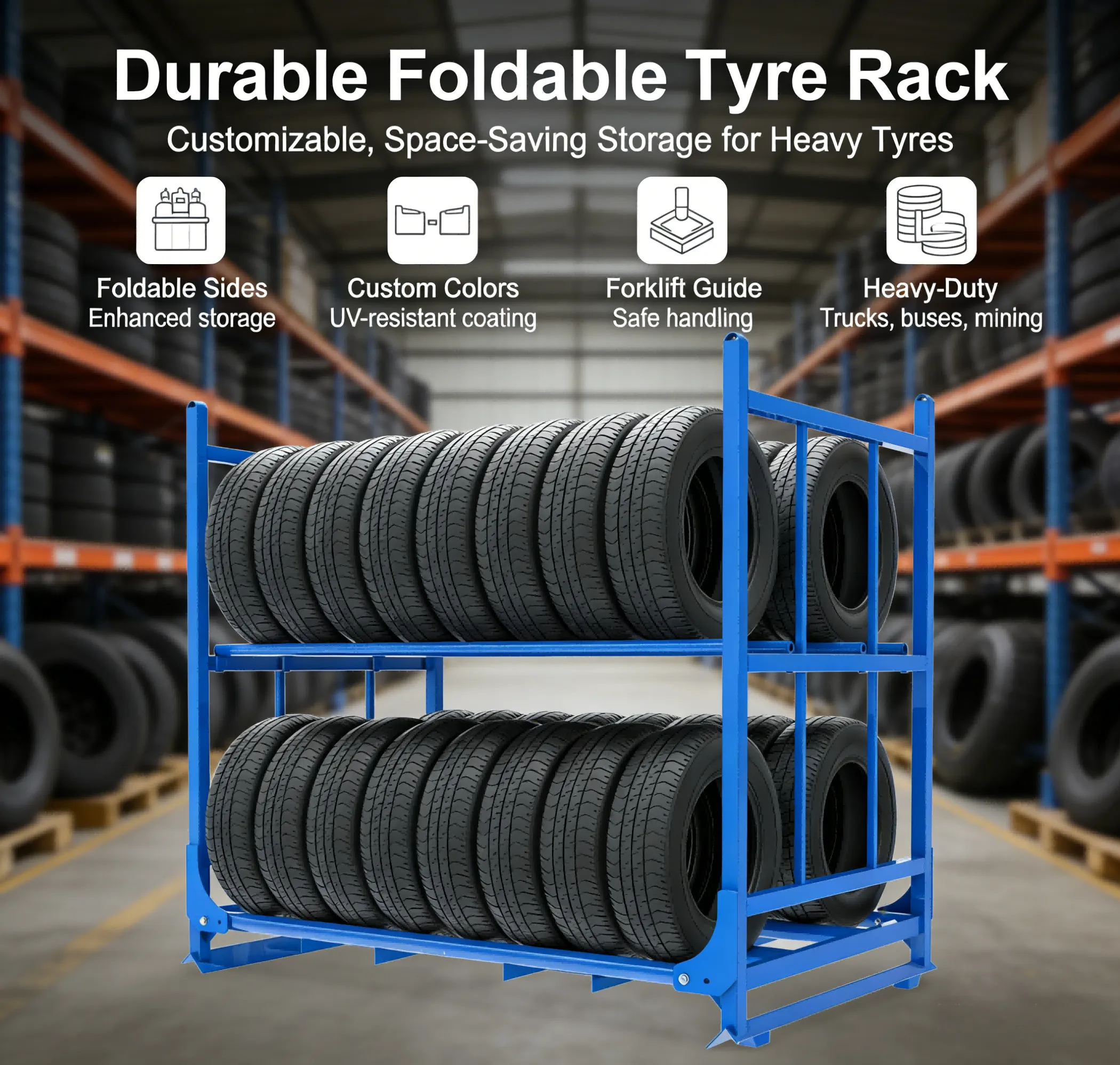 Foldable tyre rack